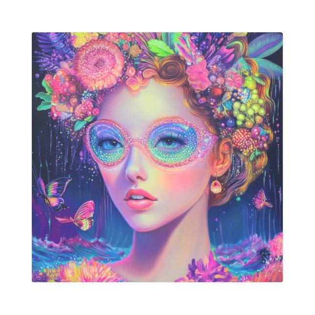 Impresión En Metal Neon Garden Goddess (Anverso)