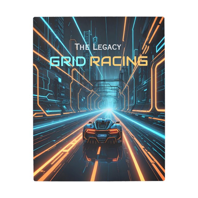 Impresión En Metal Neon Grid Carreras El Legado (Anverso)