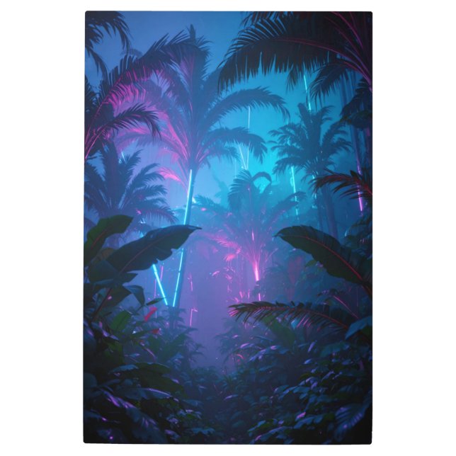 Impresión En Metal Neon Jungle ropical Night Lights (Anverso)