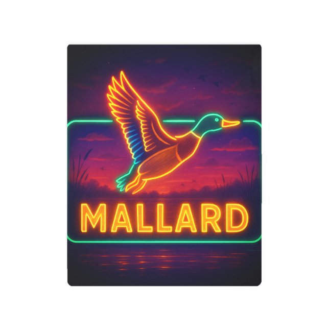 Impresión En Metal Neon Mallard Sign (Anverso)