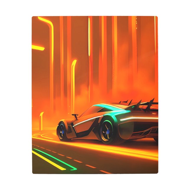 Impresión En Metal Neon Race Night 3000 - Ken Gage Art (Anverso)