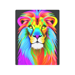 Impresión En Metal Neon Rainbow Lion