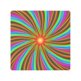 Impresión En Metal Neon Spiral Vortex – Vibrant Fractal Motion Design