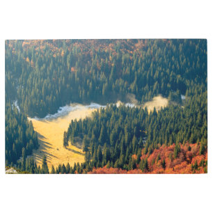 Impresión En Metal Niebla rodando en un solitario campo otoñal