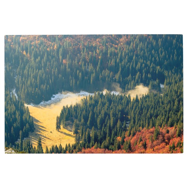 Impresión En Metal Niebla rodando en un solitario campo otoñal (Anverso)