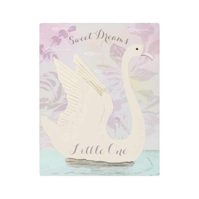 Impresión En Metal Niña Bebé Cisne Blanco Dulce Sueños Pequeños Uno (Anverso)