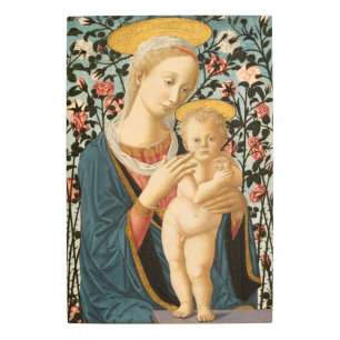 Impresión En Metal Niño Madonna Jesús Virgen María Pintura Vintage