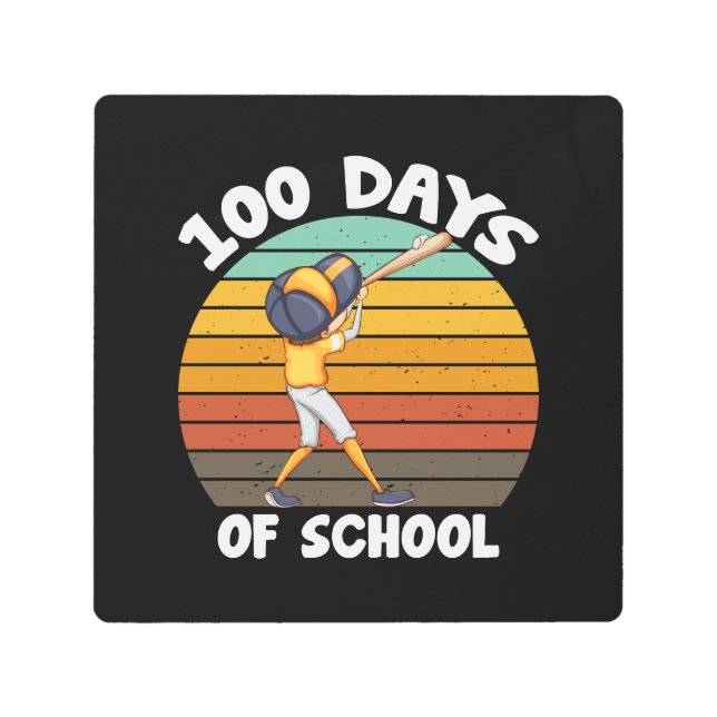 Impresión En Metal Niños 100 días de escolares 100 días de béisbol (Anverso)