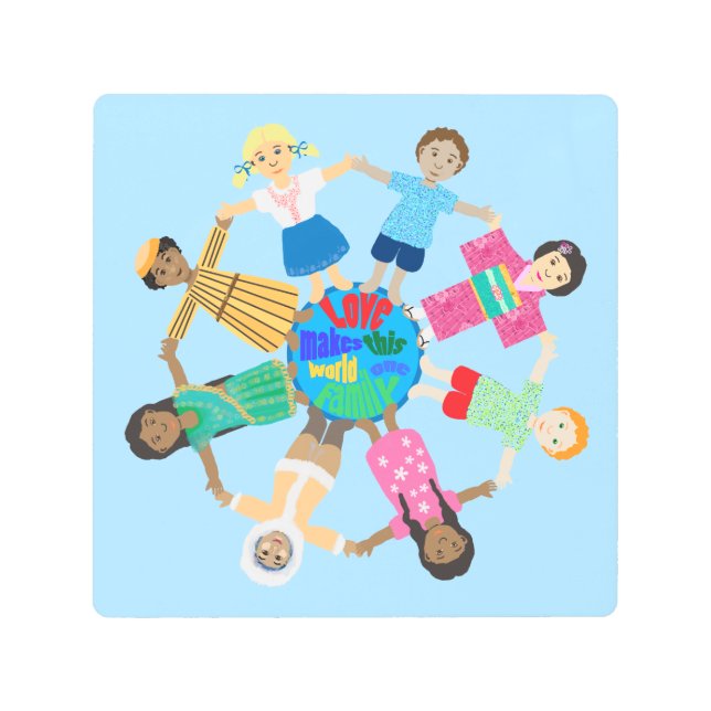 Impresión En Metal Niños del mundo tomados de la mano (Anverso)