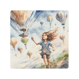 Impresión En Metal niños volando cometas