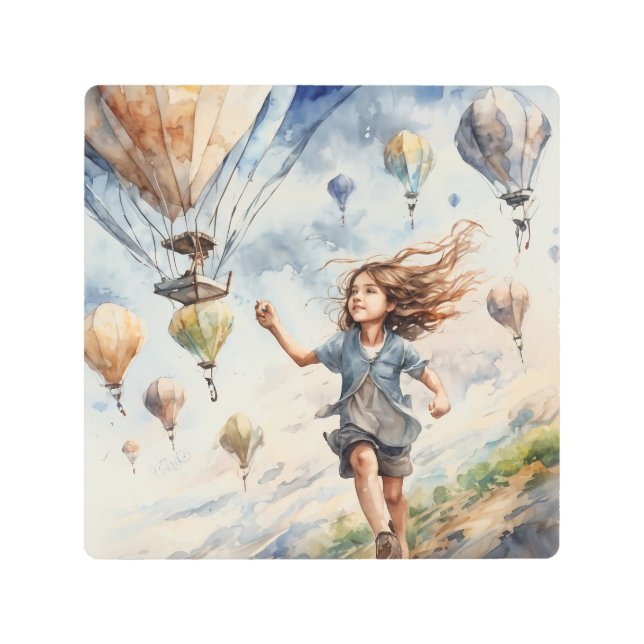 Impresión En Metal niños volando cometas (Anverso)