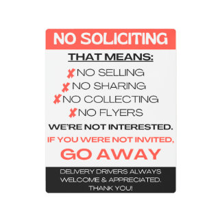 Impresión En Metal No soliciting - We're not interested - go away