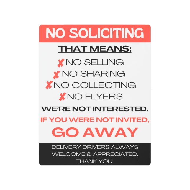 Impresión En Metal No soliciting - We're not interested - go away (Anverso)