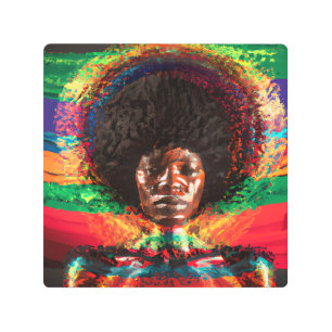 Impresión En Metal No toques mi cabello negro Melanin afro reina coro