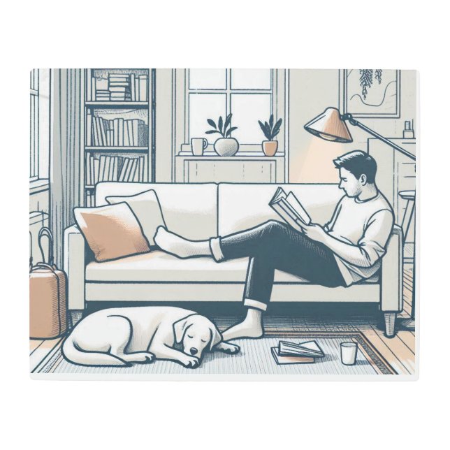 Impresión En Metal Noche pacífica en casa (Anverso)