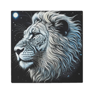 Impresión En Metal Nocturna de León Celestial Sky Ai Art