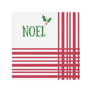 Impresión En Metal Noel Holiday Holly Red and White Plaid Retro