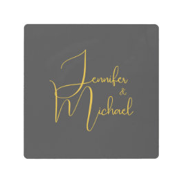 Impresión En Metal Nombre de caligrafía Minimalista moderna boda
