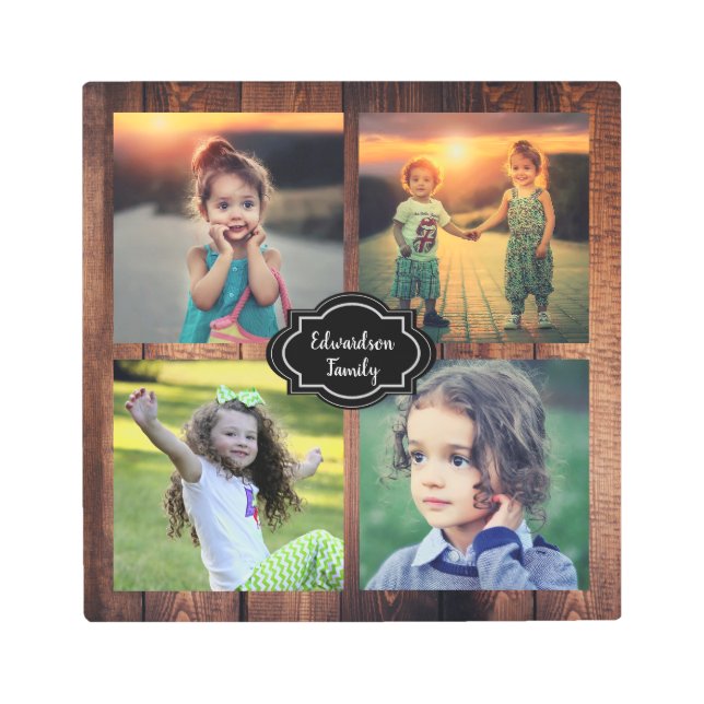 Impresión En Metal Nombre del monograma de la familia de la madera rú (Anverso)