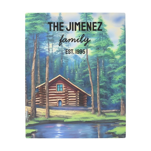 Impresión En Metal Nombre familiar y fecha establecida con cielo Past (Anverso)