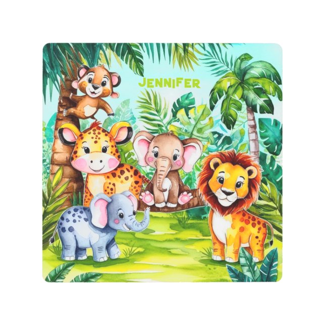 Impresión En Metal Nombre personalizado de los niños pequeños animale (Anverso)