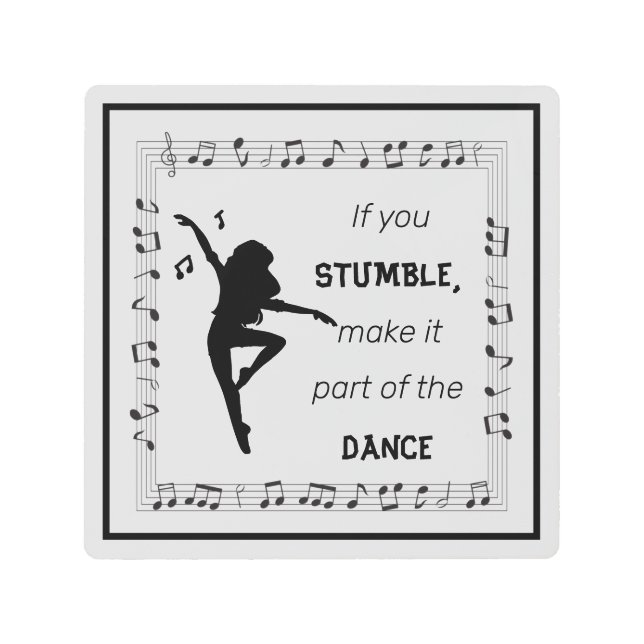 Impresión En Metal Notas musicales de citas inspiradoras de baile neg (Anverso)