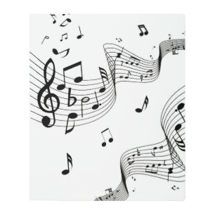 Impresión En Metal Notas musicales sobre blanco