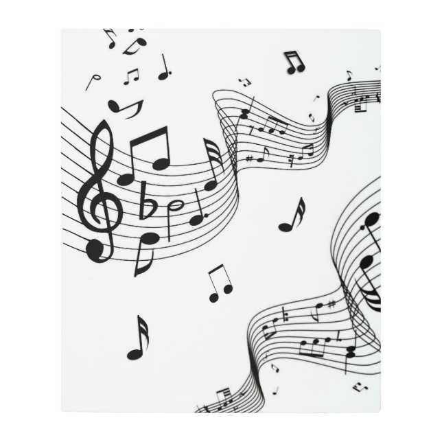 Impresión En Metal Notas musicales sobre blanco (Anverso)