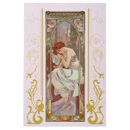 Impresión En Metal Noveau Art Alphonse Mucha Noche
