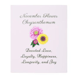Impresión En Metal Noviembre Mes de Nacimiento Flor Crisantemo