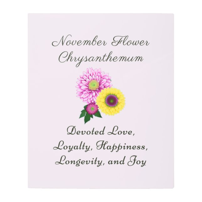 Impresión En Metal Noviembre Mes de Nacimiento Flor Crisantemo (Anverso)