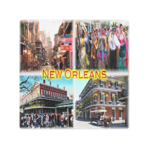 Impresión En Metal Nueva Orleans - Calle Bourbon - Mardi Gras -