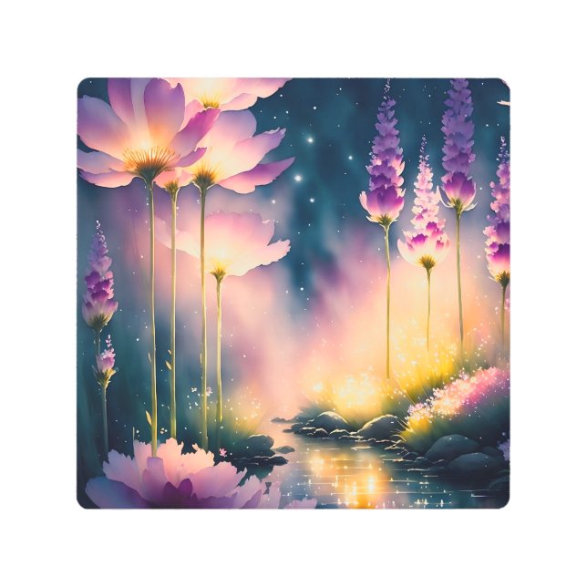 Impresión En Metal Obra artística de las flores del Cosmos (Anverso)