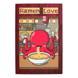 Impresión En Metal Octopus comiendo Ramen en una barra de fideos japo