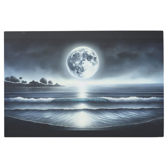 Impresión En Metal Olas oceánicas iluminadas por luna Celestial Noctu (Anverso)