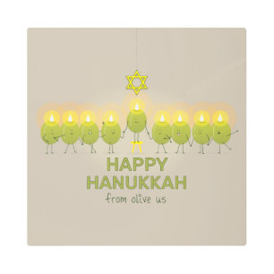 Impresión En Metal Olive Hanukkah Menorah