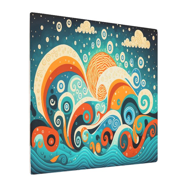Impresión En Metal Ondas oceánicas estéticas (Angulado)