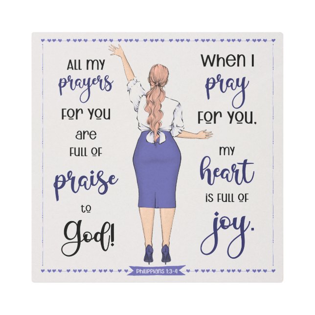 Impresión En Metal Oración Filipinas 1:3-4 (Anverso)