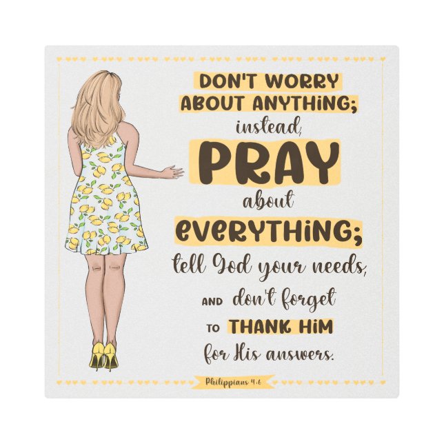 Impresión En Metal Oración Filipinas 4:6 (Anverso)