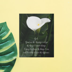 Impresión En Metal Oración inspiradora de Serenidad Calla Lily Floral