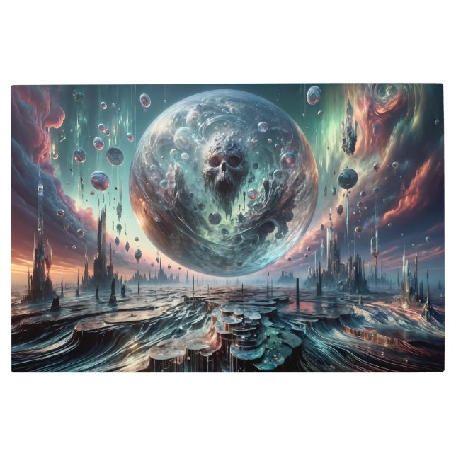 Impresión En Metal Orb de cristal de la marisma en un reino surrealis (Anverso)