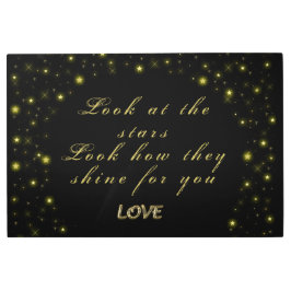 Impresión En Metal Oro personalizado y estrellas brillantes en negro