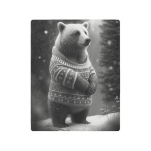 Impresión En Metal Oso Adorable con un suave suéter