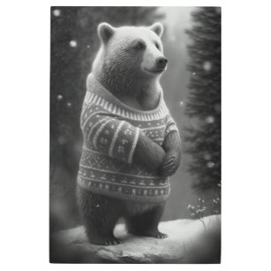 Impresión En Metal Oso Adorable con un suave suéter