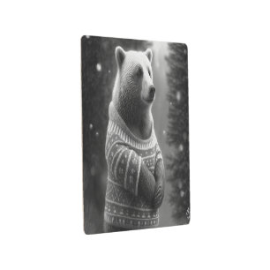 Impresión En Metal Oso Adorable con un suave suéter