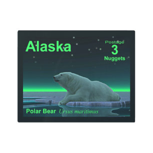 Impresión En Metal Oso Polar Del Borde Del Hielo - Postage De Alaska