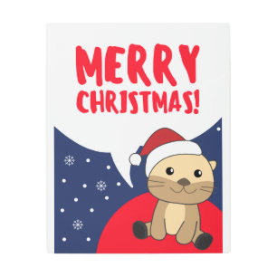 Impresión En Metal Otter Christmas Snow Winter Animals Otter