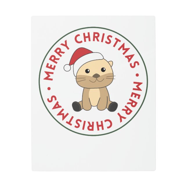 Impresión En Metal Otter Christmas Snow Winter Animals Otter (Anverso)
