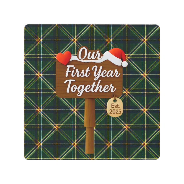 Impresión En Metal Our First Year Together 2025 Wooden Sign (Anverso)