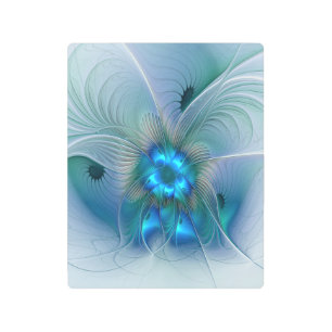 Impresión En Metal Ovejas en pie, abstracto fractal turquesa azul